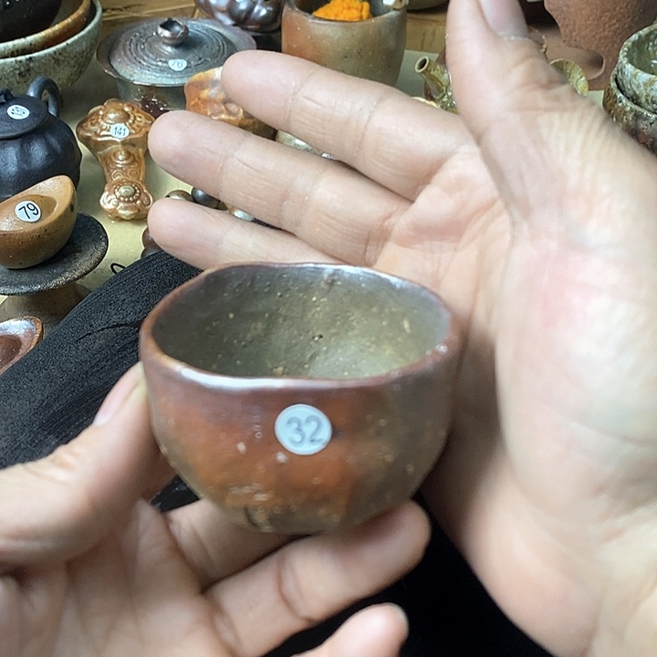 杯手工粗陶、柴烧茶器