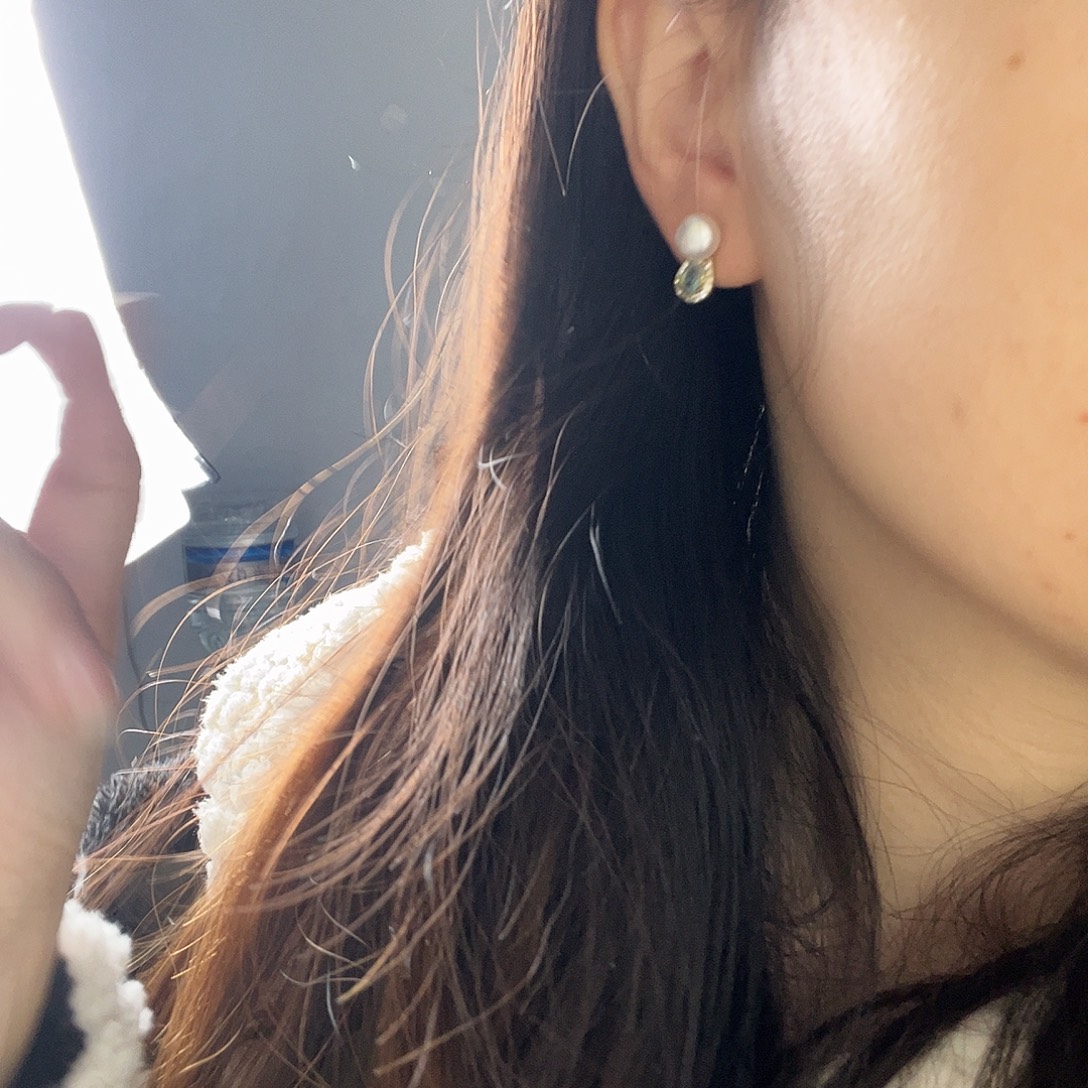 银S925镶嵌淡水珍珠耳饰