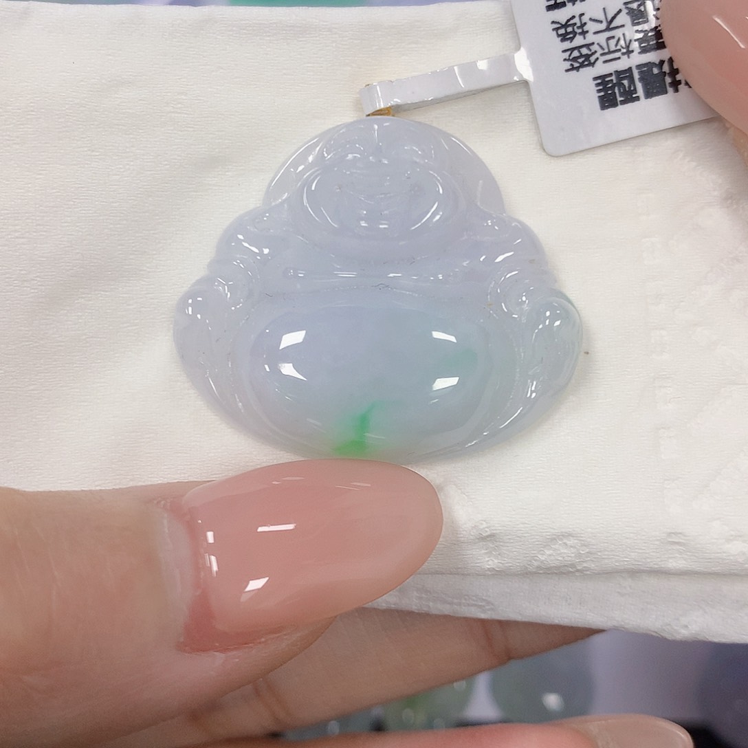 颈饰18K金镶嵌翡翠天然缅甸a货翡翠百元以上九米证书费自理