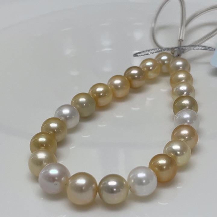 海水珍珠未镶嵌手绳澳白 金珠 7-9mm 44号
