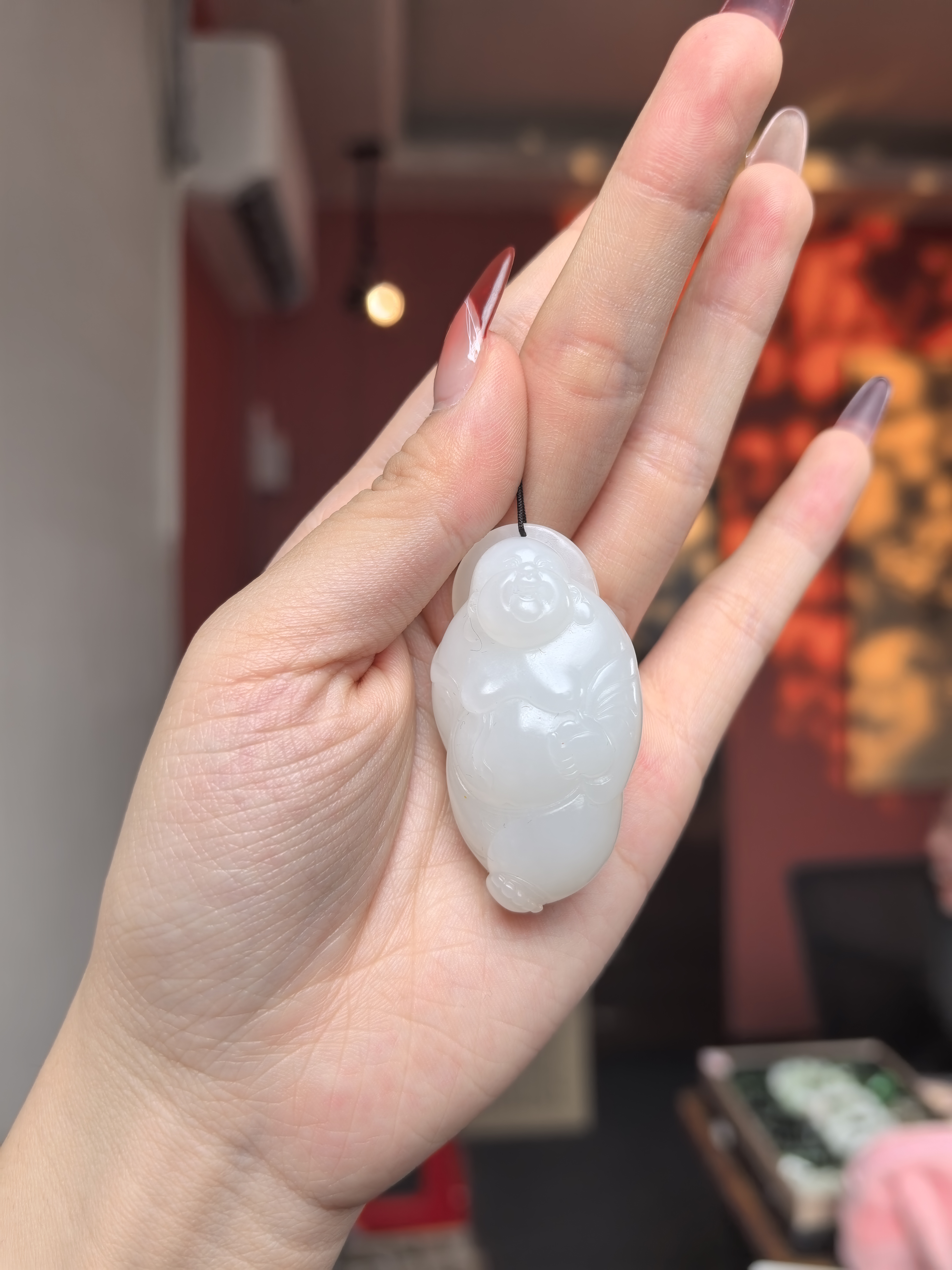 天然和田玉弥勒佛吊坠