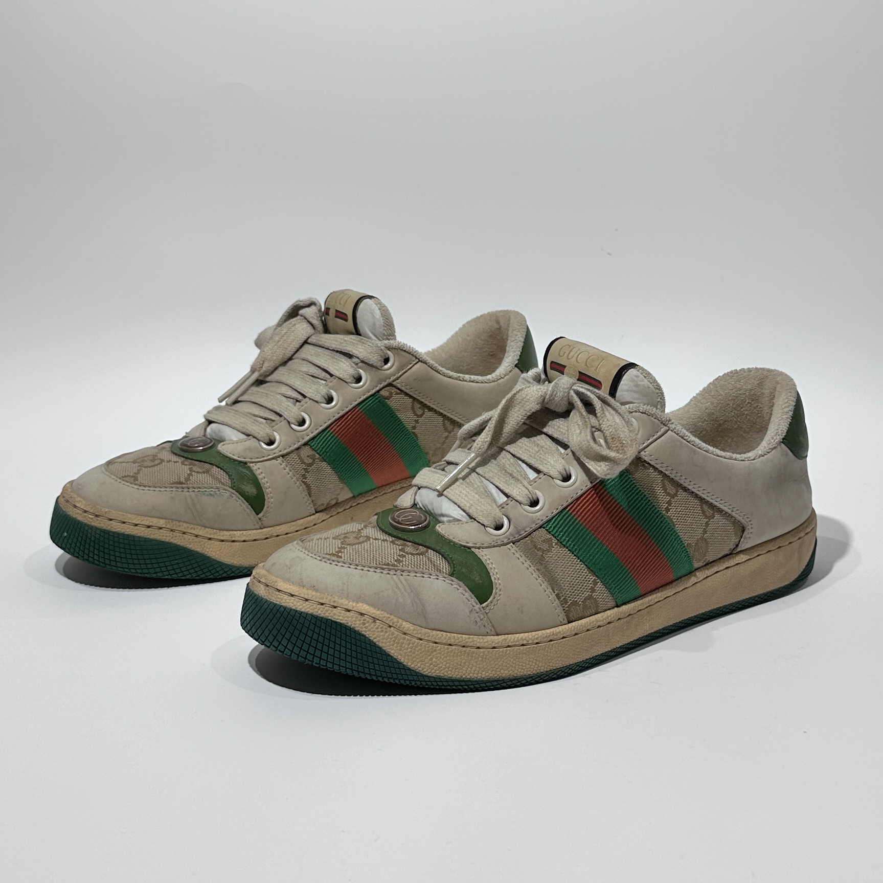 95新 GUCCI/古驰 37.5码 绿尾时尚脏脏鞋/BX01722