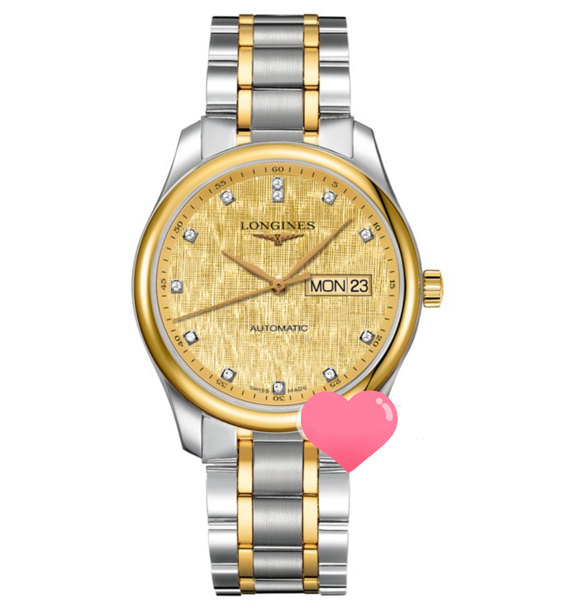 99新 Longines/浪琴 /名匠755/18K金钻双日历/表径38.5/