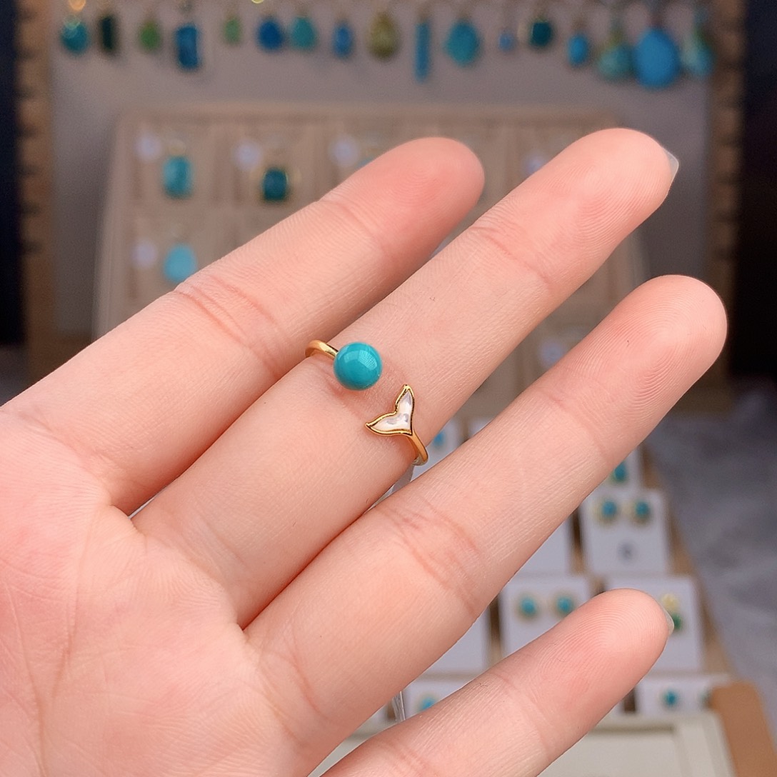 绿松石银S925镶嵌戒指