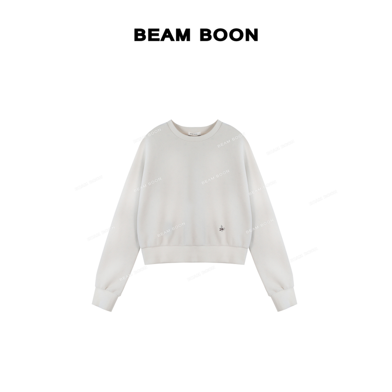 【网球俱乐部】轻舒量化华夫格立体肌理花朵刺绣休闲宽松卫衣