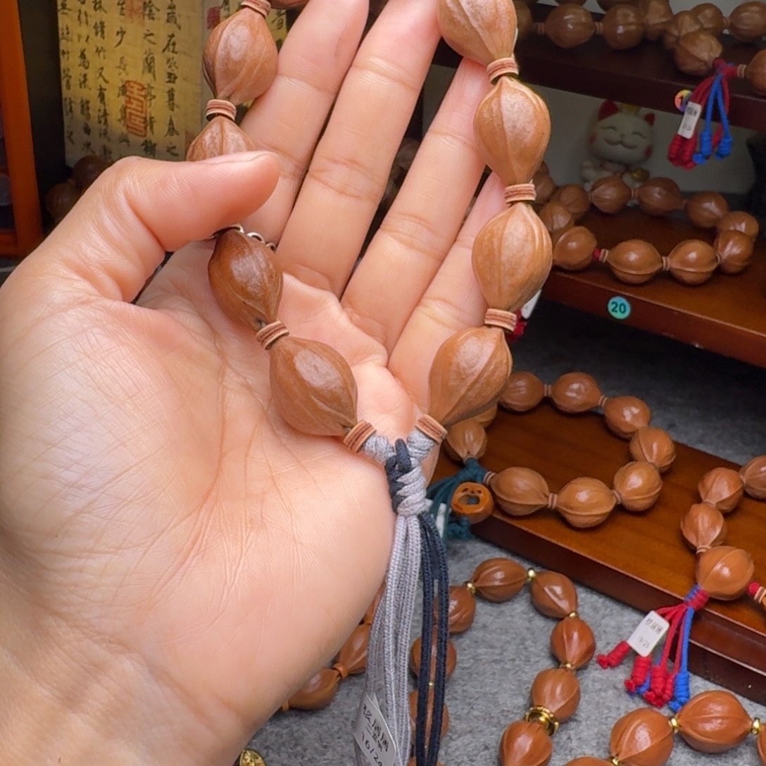 @***恼橄榄核手串16/24三面佛 老核原皮 梅林铁核