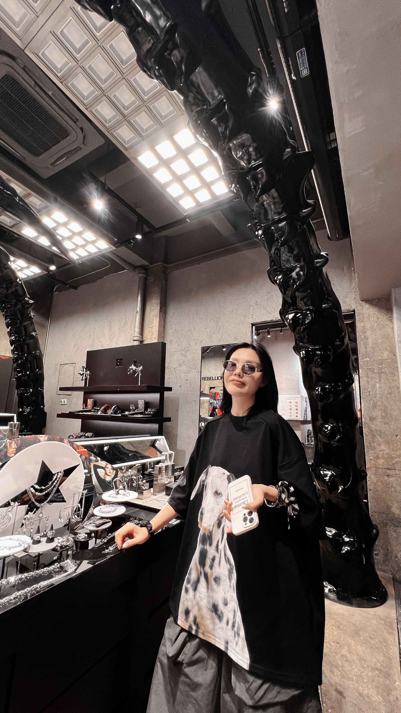 Laurine原创宽松美式大版斑点狗T恤