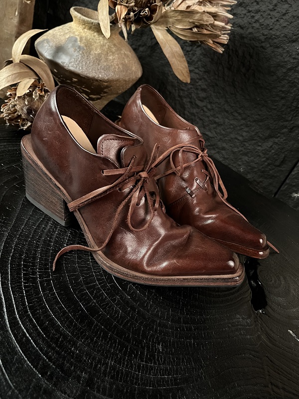 CHEN C手工女鞋（34-40码）7cm纯手工制作擦色复古做旧系带小单鞋