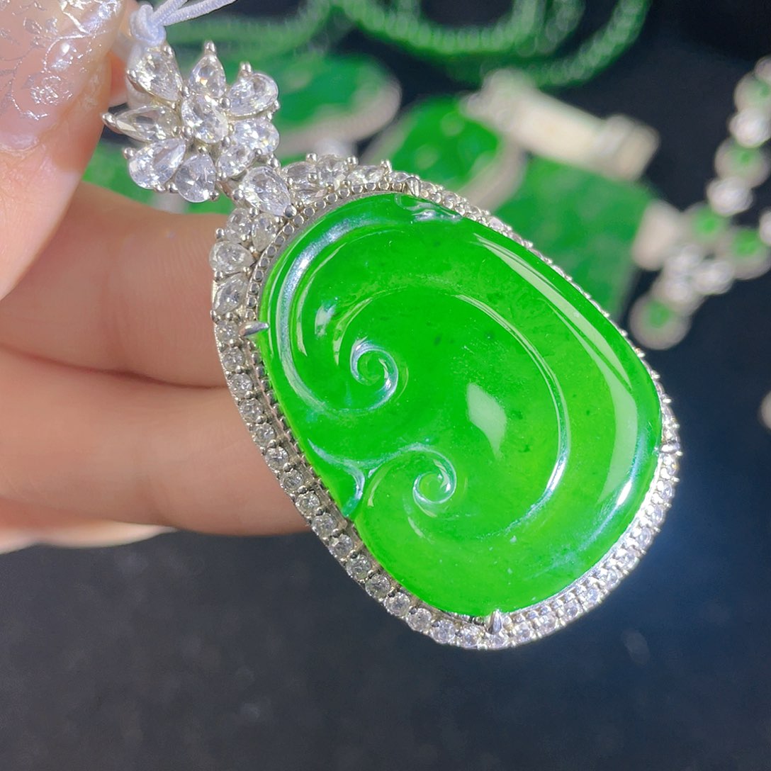 翡翠吊坠(不含链)银S925镶嵌