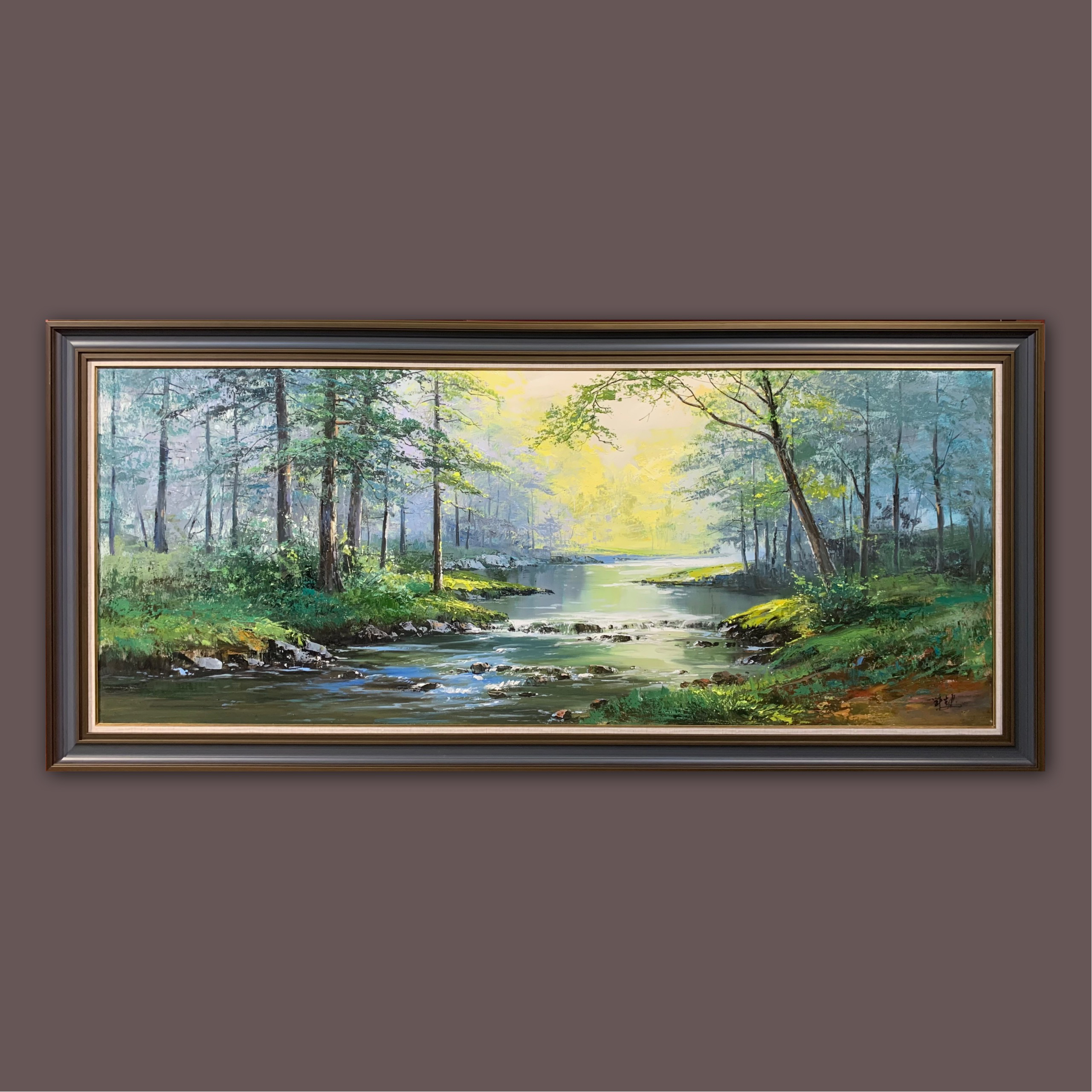 艺弘羽艺术 原创森林之光山水风景油画收藏 带框尺寸98-218cm