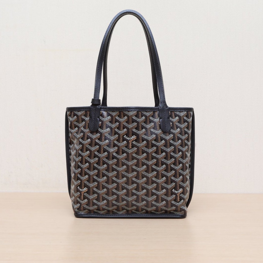 99新 Goyard 小花6枫 Anjou 双面购物袋 Mini 20 黑色包