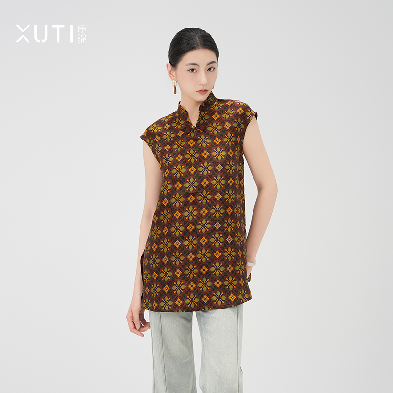 序缇春夏新款国风新中式女装香云纱非遗桑蚕丝上衣S01-13279