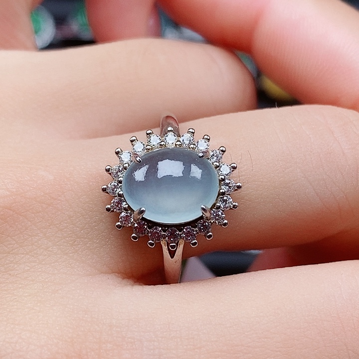 翡翠戒指银S925镶嵌戒指