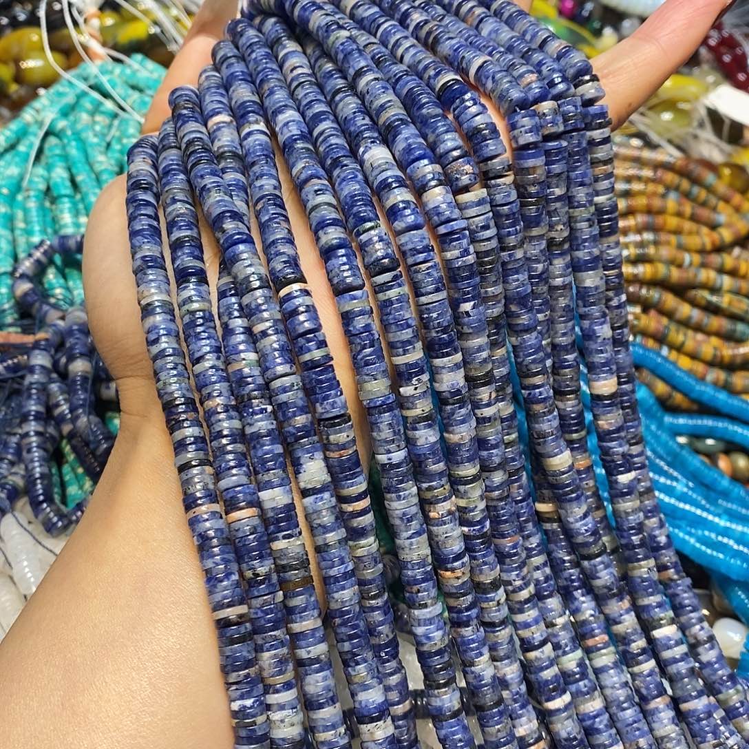 玛瑙/玉髓未镶嵌珠宝半成品天然蓝纹隔片6mm一条