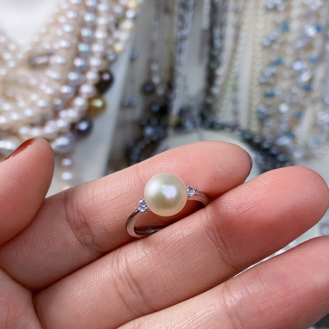 淡水珍珠戒指银S925镶嵌