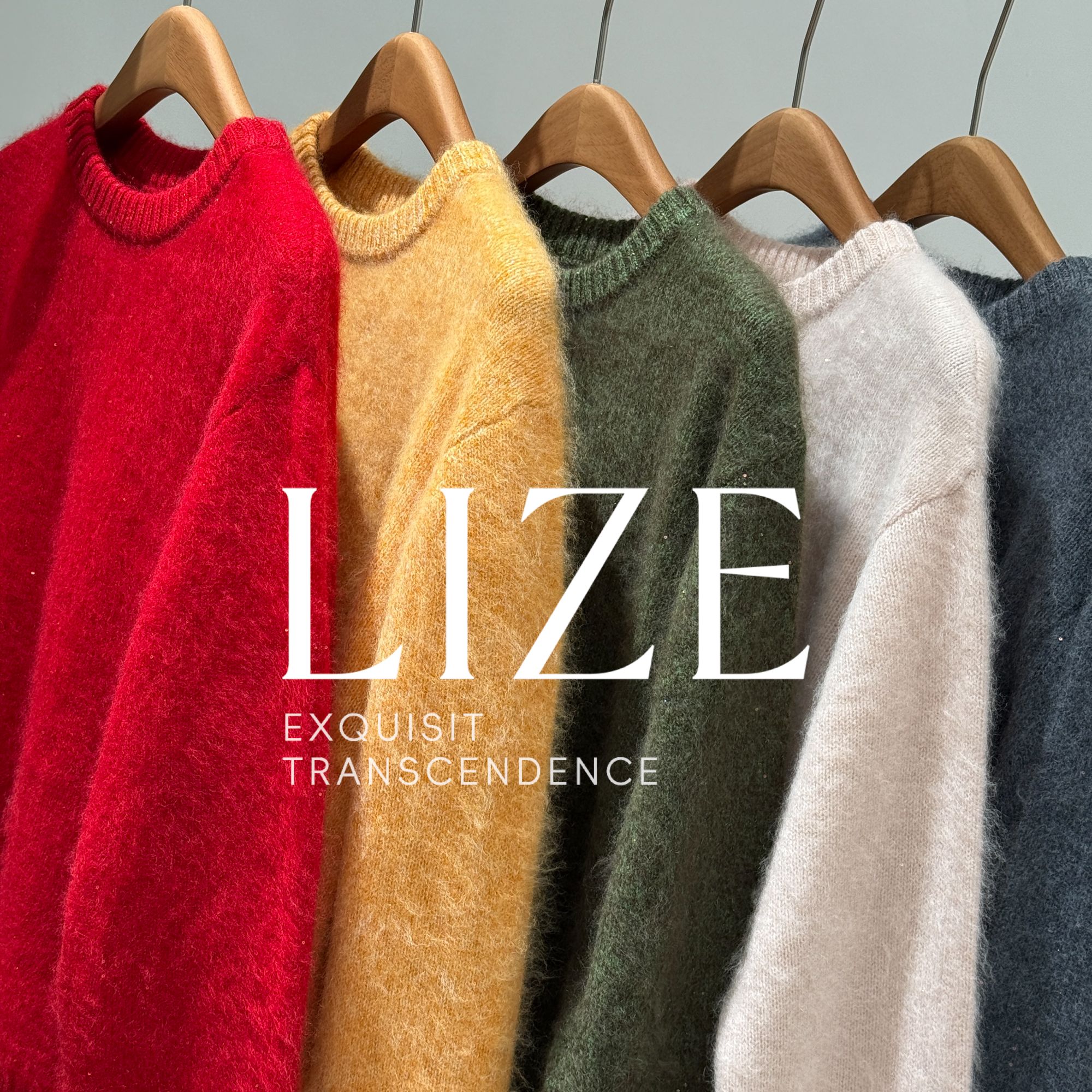 LIZE「L0826」山羊绒绵羊毛.拉毛拉绒.微光细闪圆领毛衣