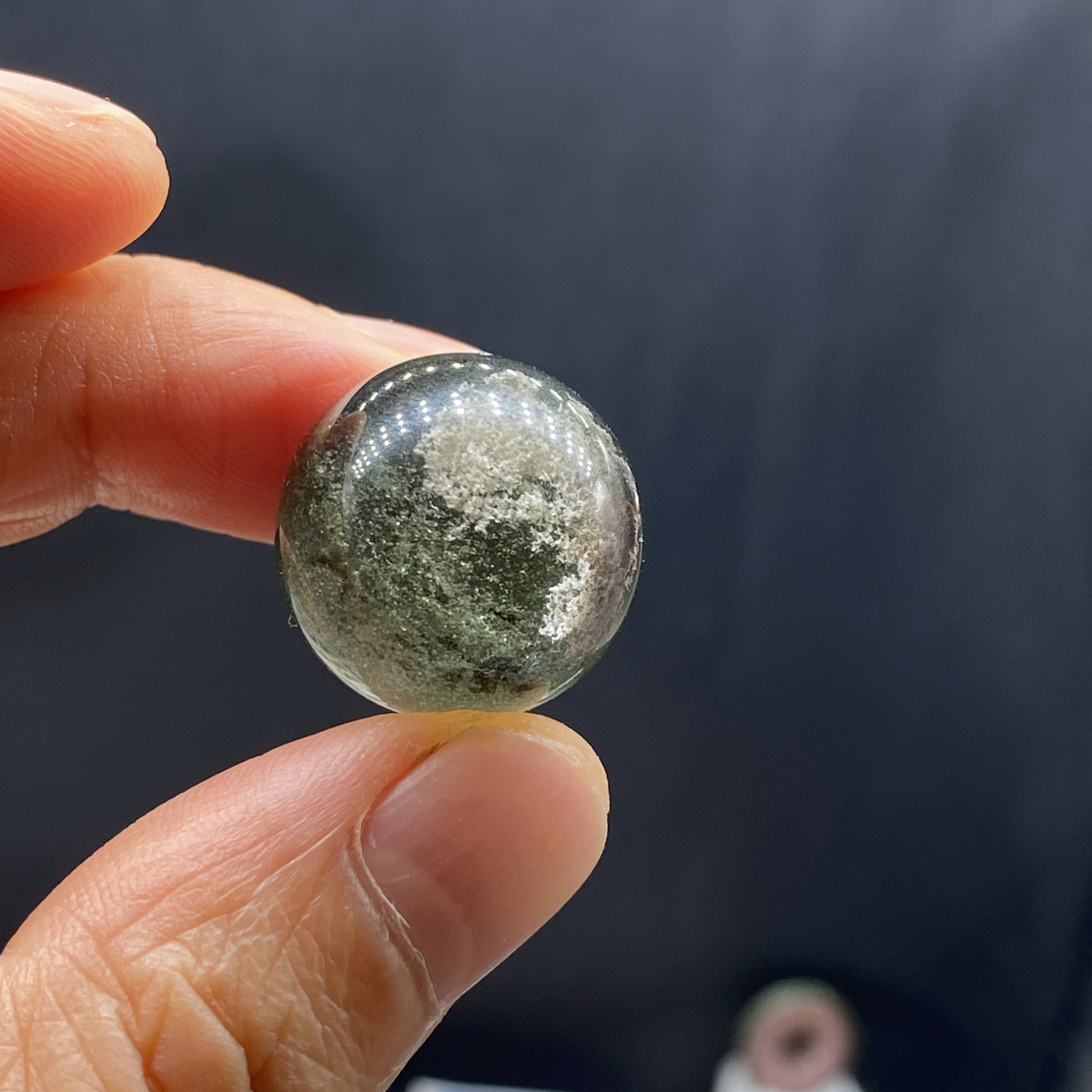 天然水晶绿幽灵圆珠diy配饰散珠19.8mm