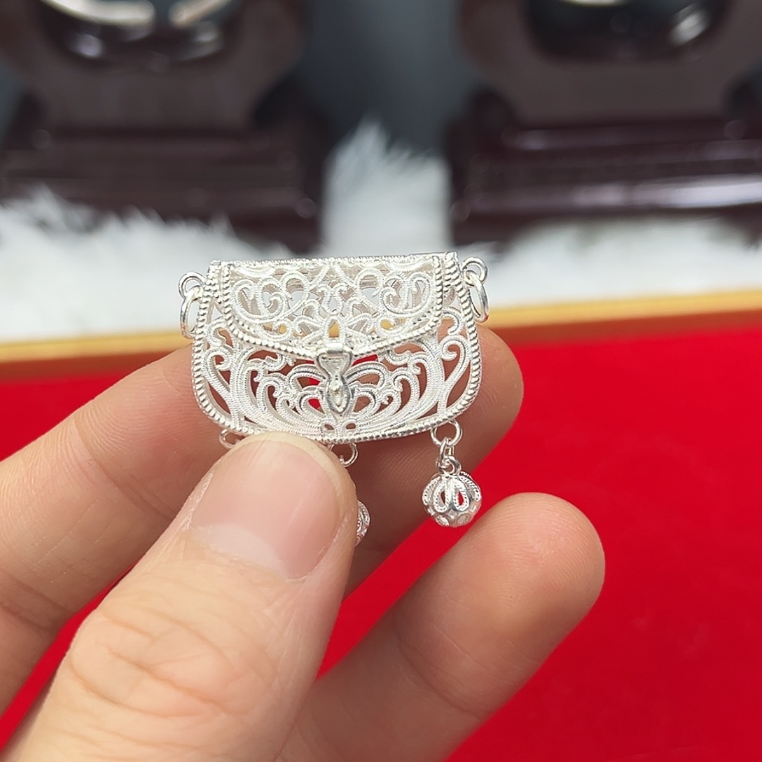 足银足银花丝手工吊坠
