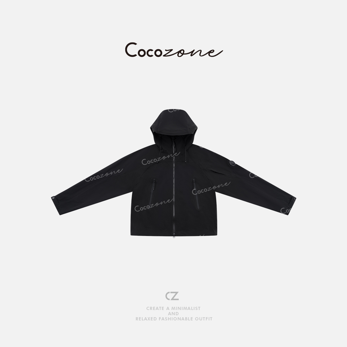 COCO ZONE刘一一 "有氧外套"连帽前抽绳纯色简约外套 CD1A1017