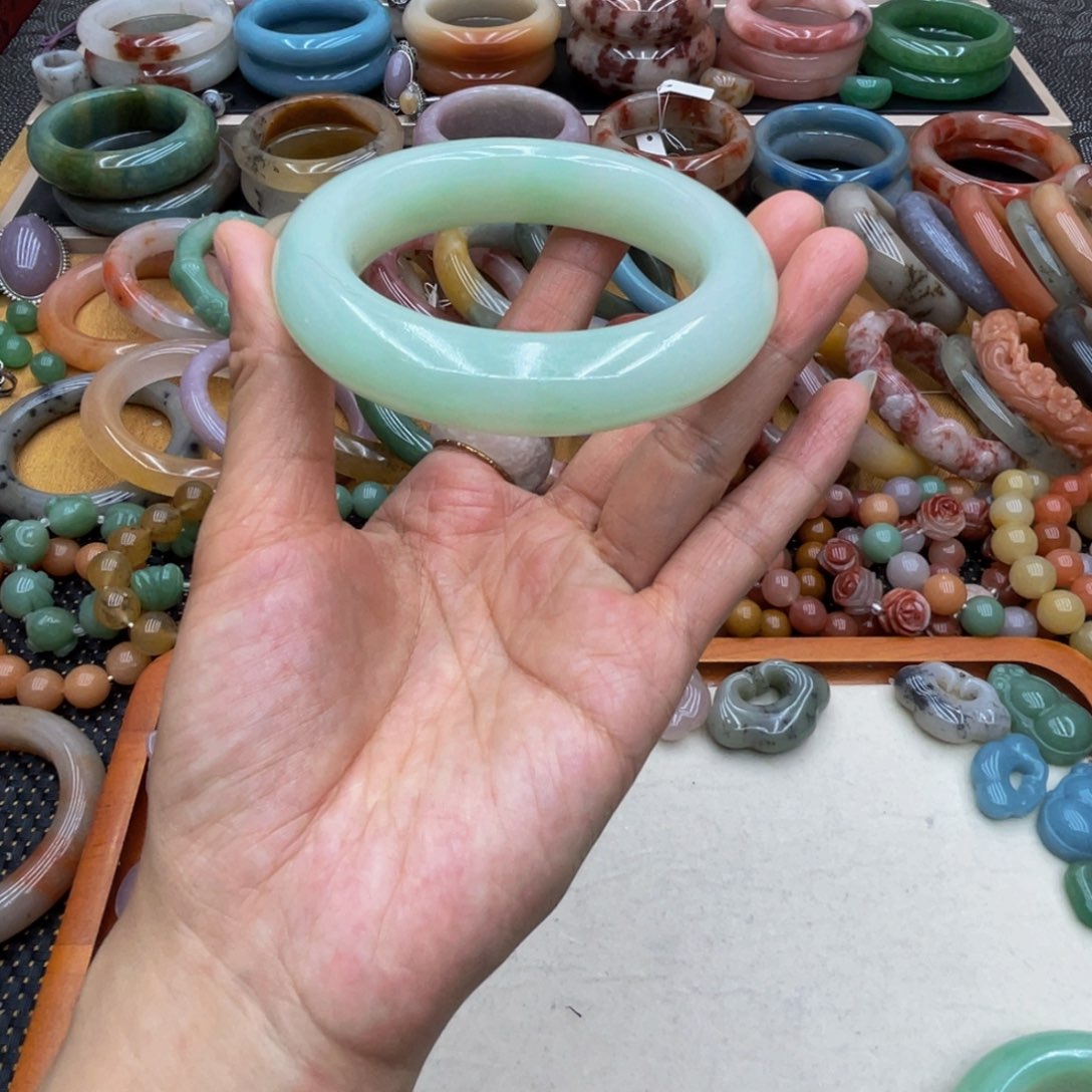 夢***影石英岩玉未镶嵌圈口54