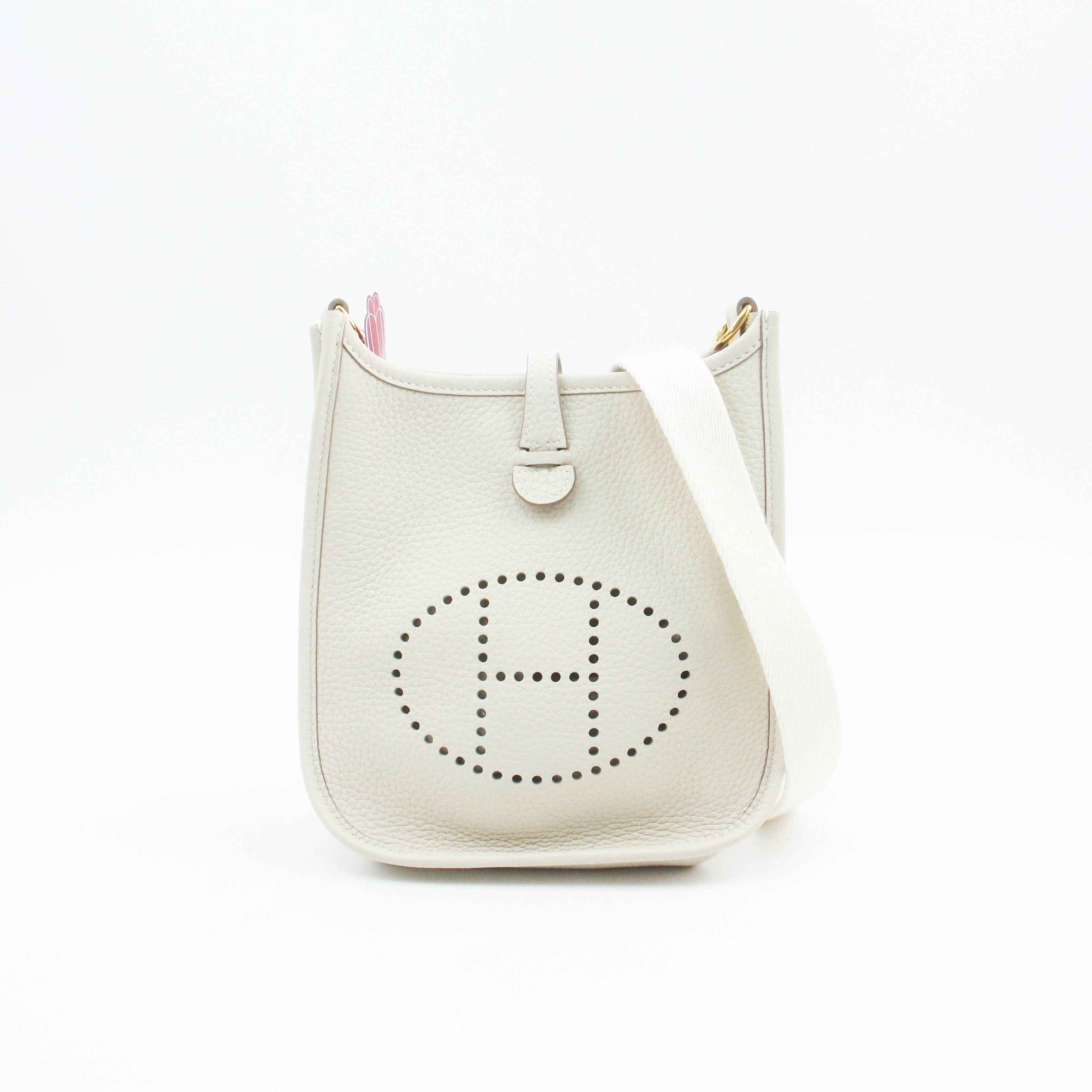 95新 Hermes/爱马仕 81697B 白色evelyne16单肩斜挎包