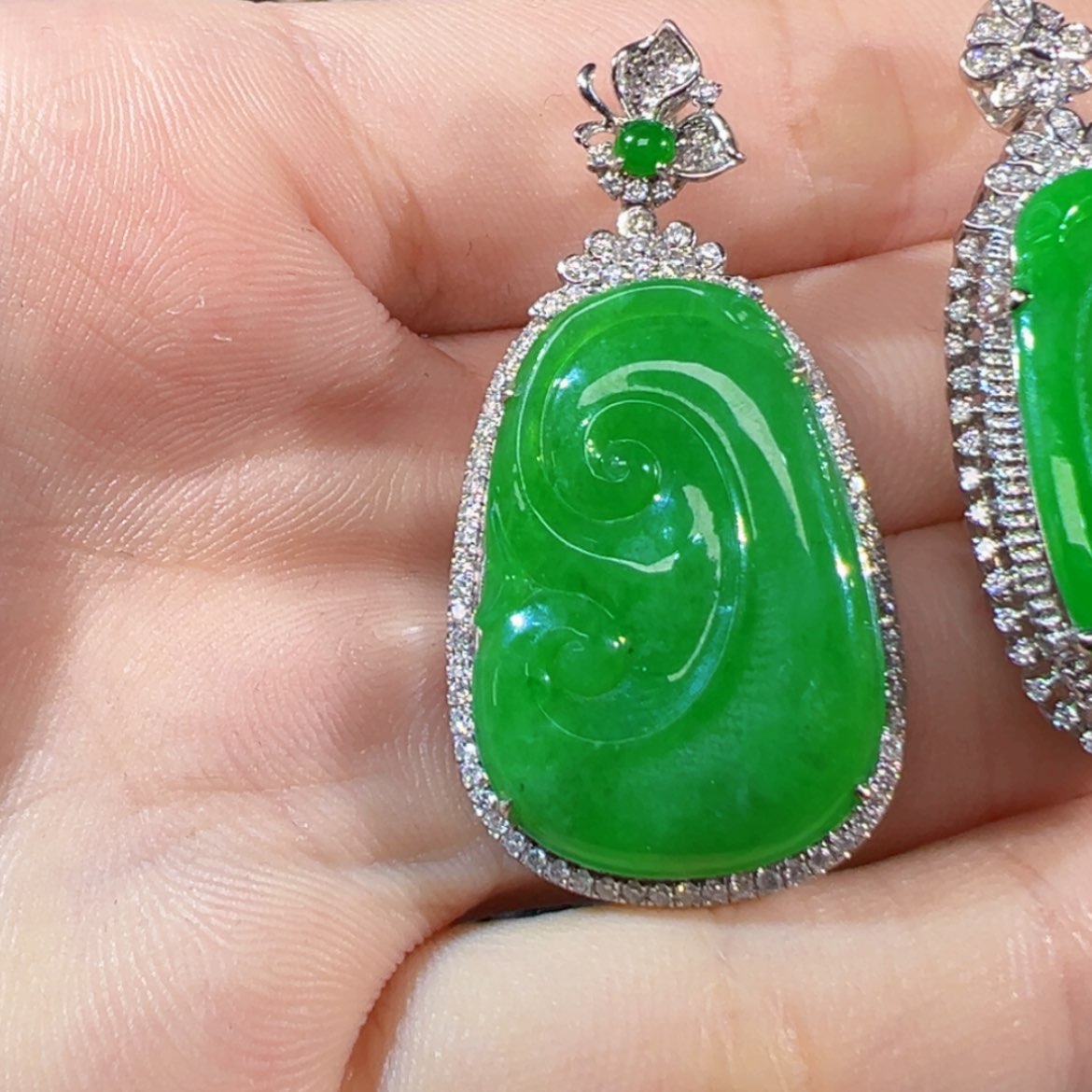 【闪购商品】翡翠18K金镶嵌颈饰缅甸翡翠如意