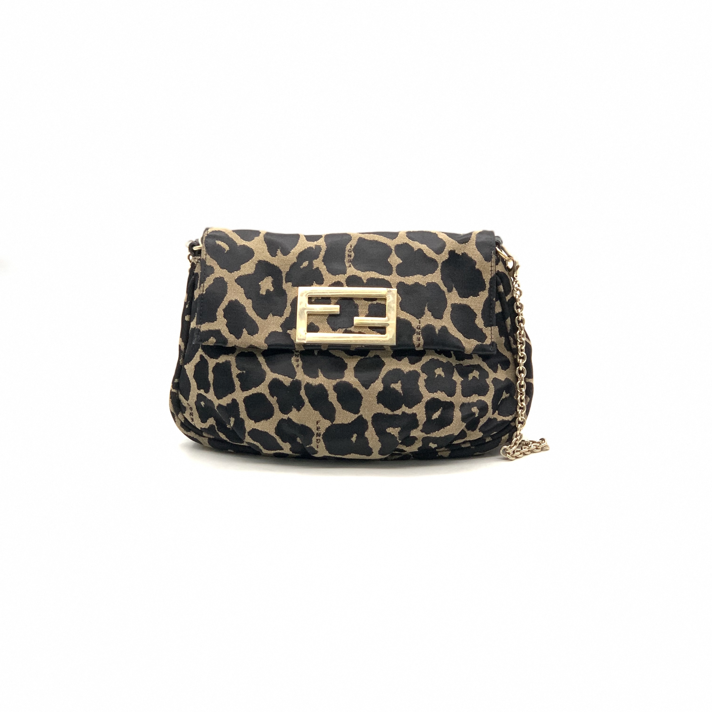 95新 FENDI/芬迪 黑色豹纹云朵包