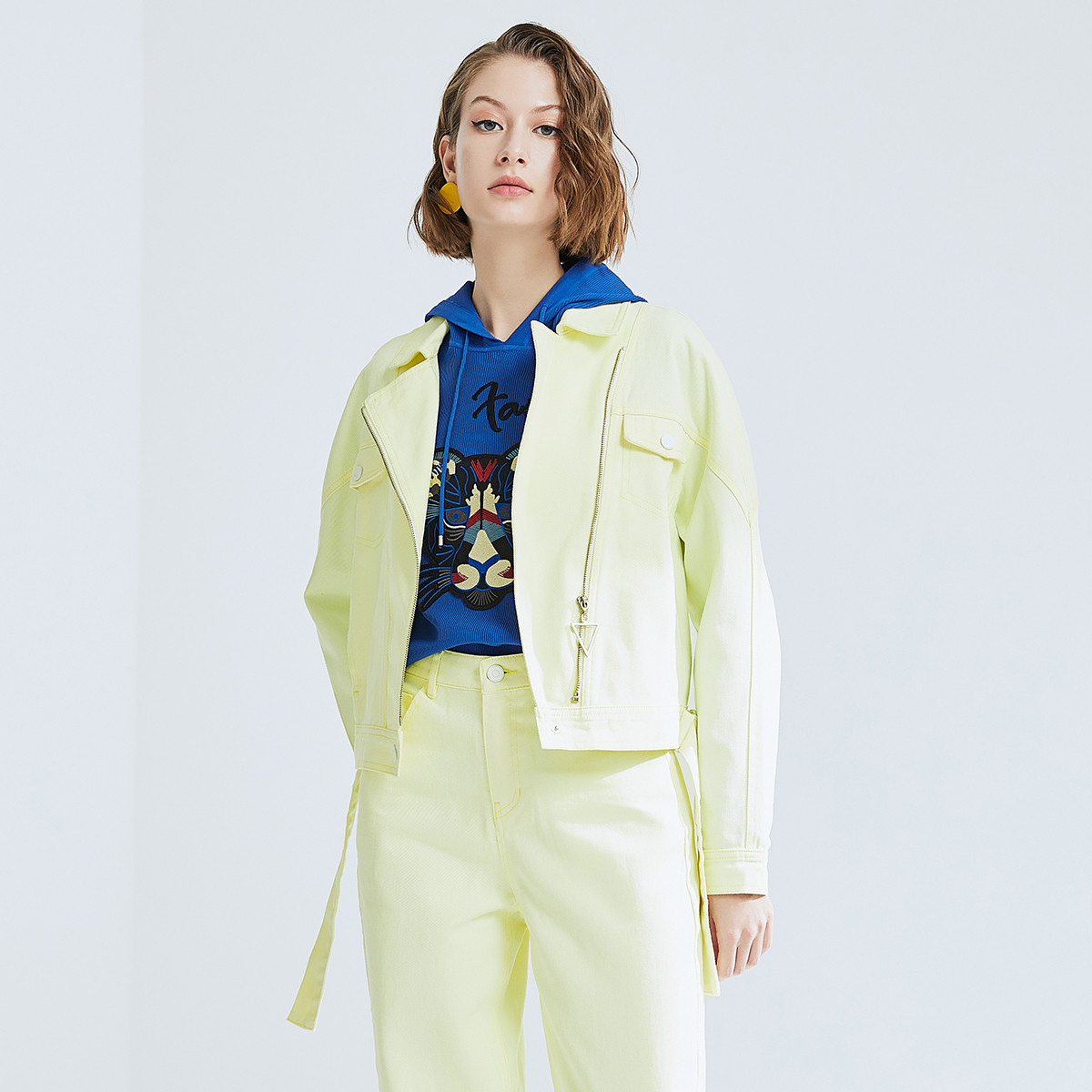 【籽言专属】潮流短款外套女秋季百搭翻领工装风百搭长袖上衣