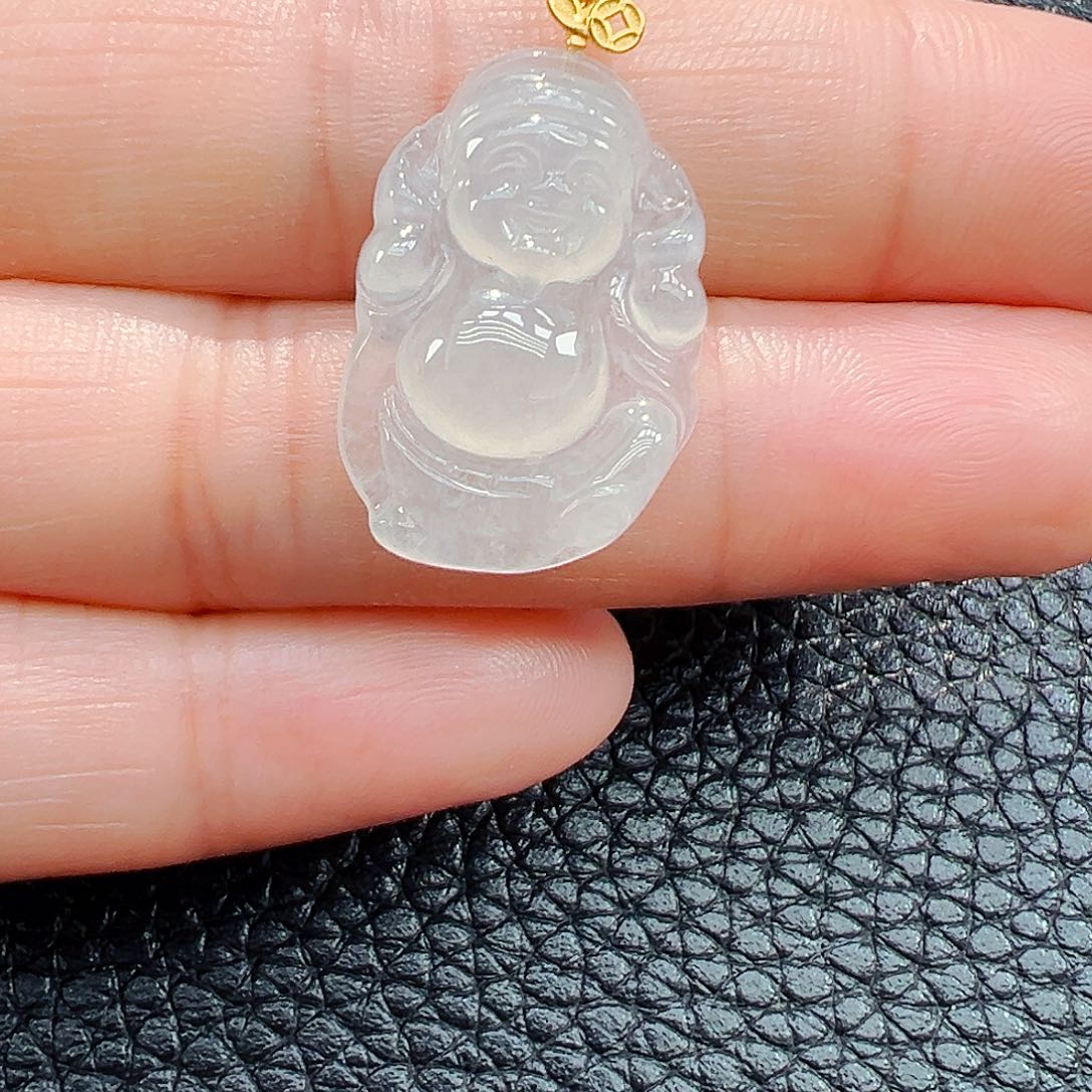 翡翠18K金镶嵌吊坠(不含链)财神爷