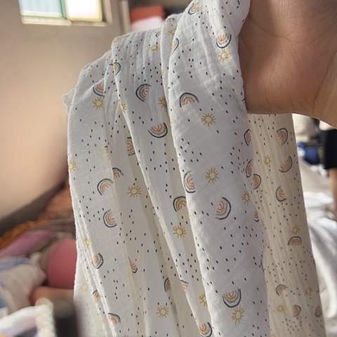 无纺布彩虹泡泡双层纱布2米