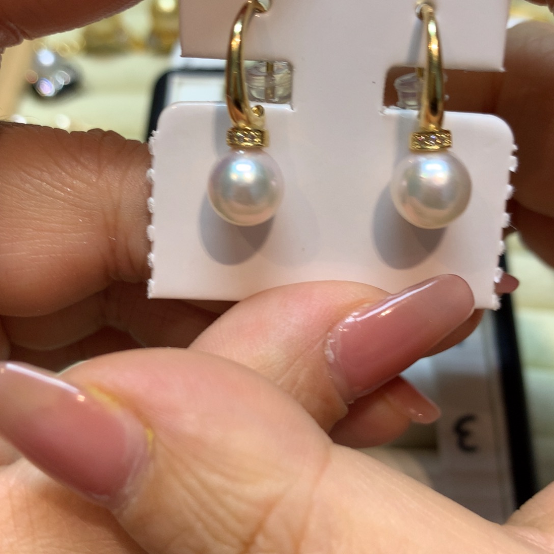 海水珍珠耳饰银S925镶嵌