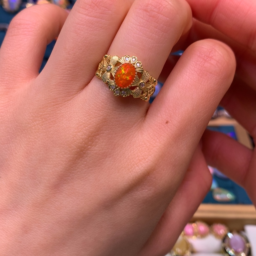 【闪购商品】欧泊戒指款式银S925镀金镶嵌