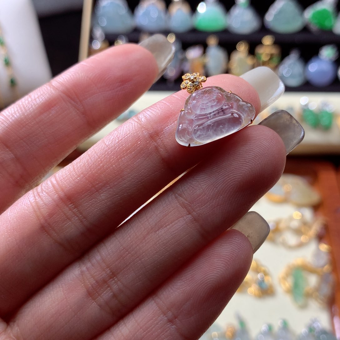 翡翠颈饰18K金镶嵌若翡翠