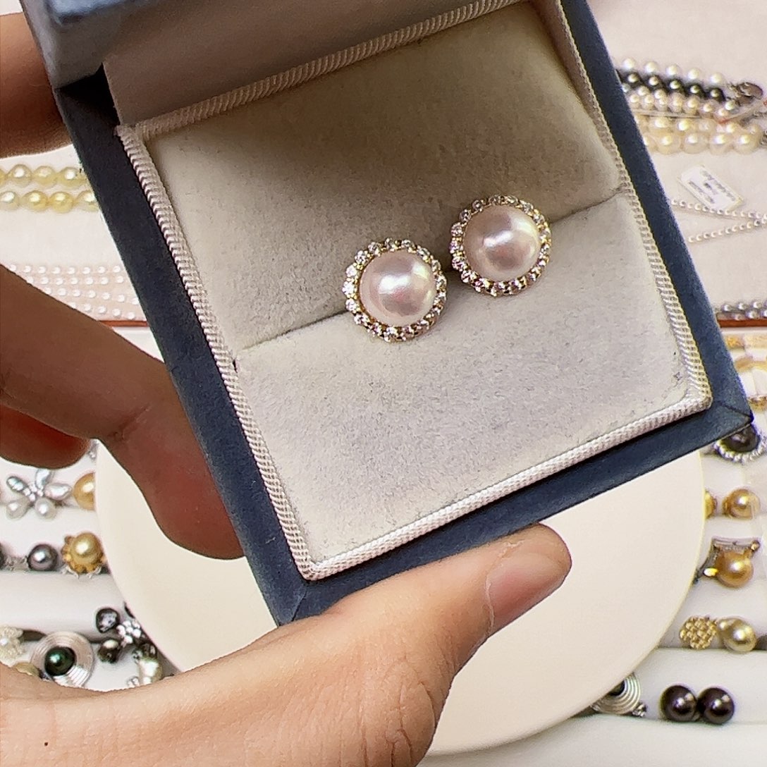 海水珍珠耳饰银S925镶嵌