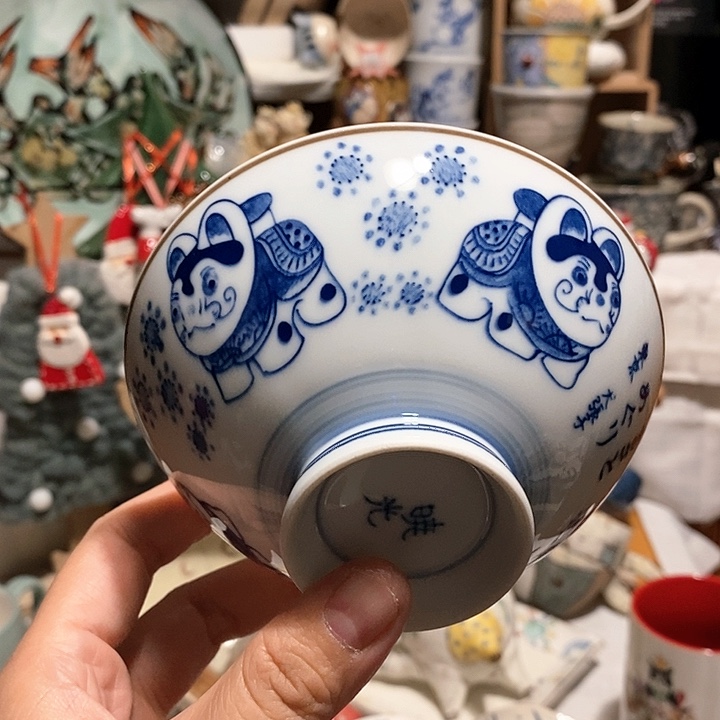 搪瓷青花米饭碗…………