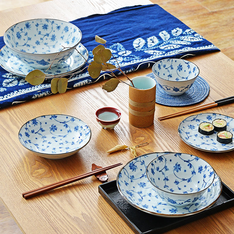 蔓唐草系列釉下彩碗盘餐具高颜值田园风家用陶瓷餐具盘子饭碗汤碗