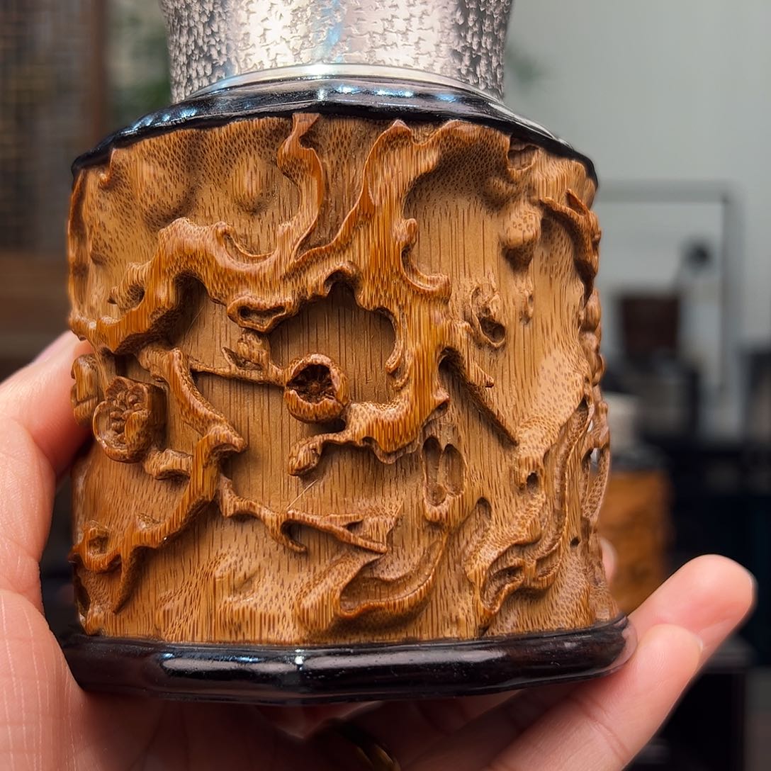 竹静*梅花锡胆茶叶罐