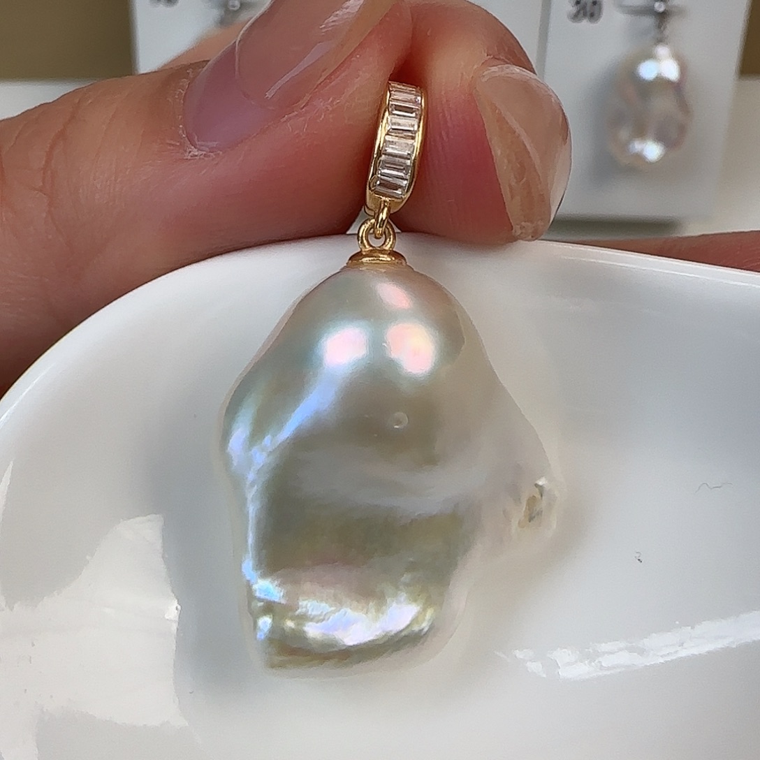 淡水珍珠耳饰银S925镶嵌