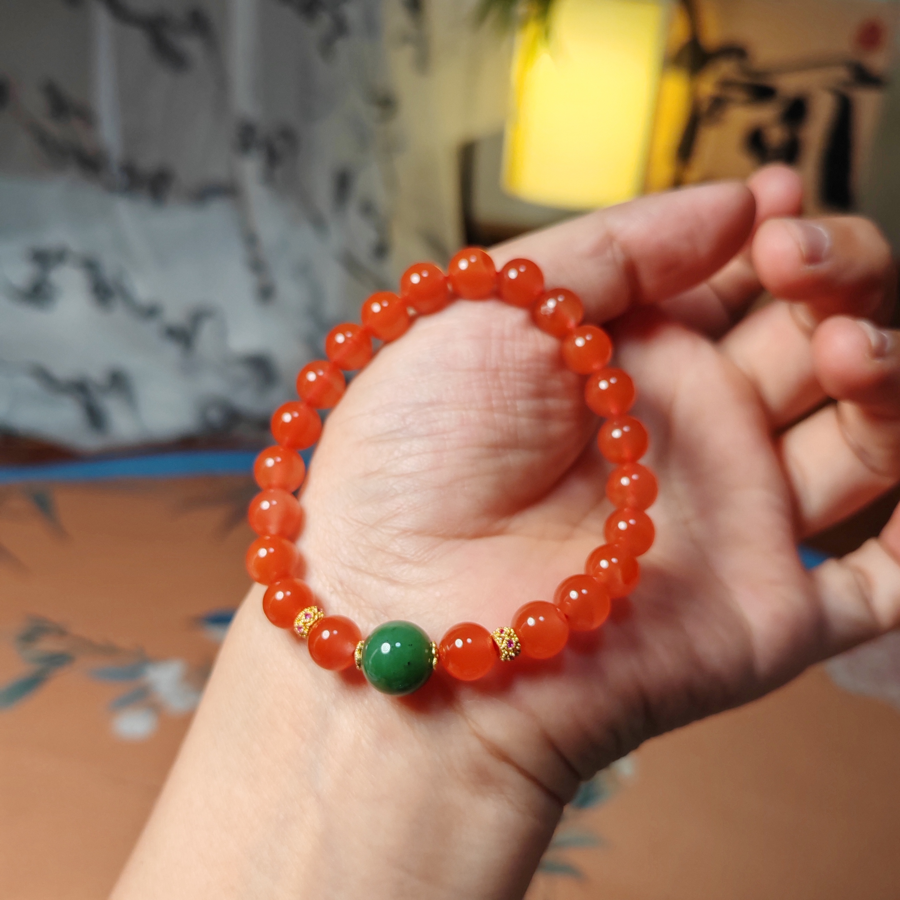 南红玛瑙卡7-卡8毫米直径女士撞色手串拍一发一条