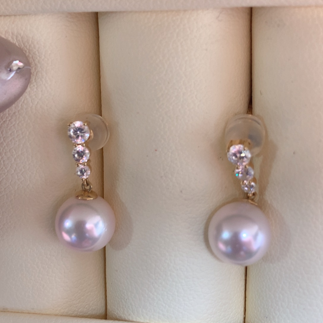 18K金镶嵌耳饰海水珍珠