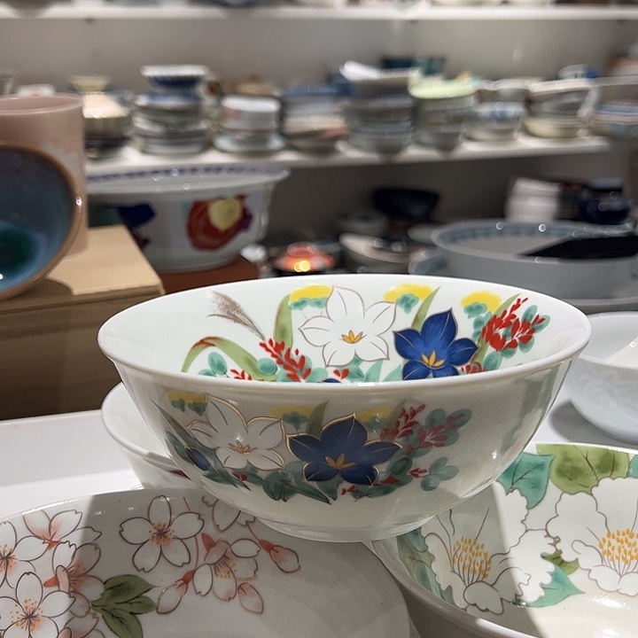 @***常瓷陶大碗手绘内外绘彩花