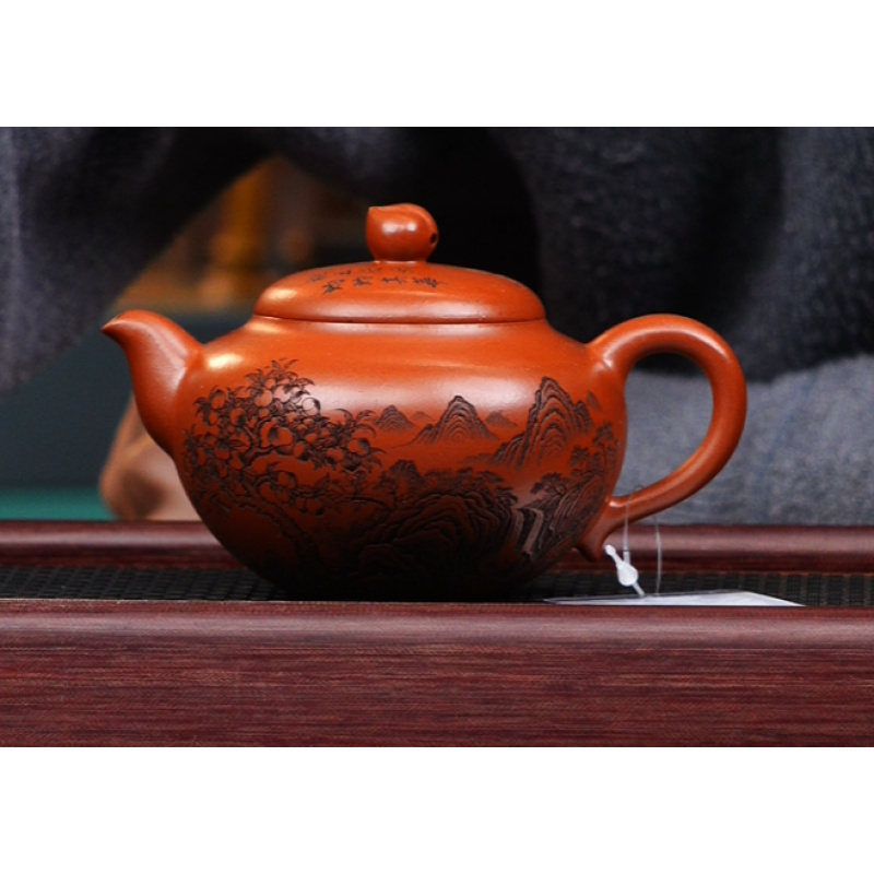 宜兴紫砂 寿桃 朱泥 王芳 230cc