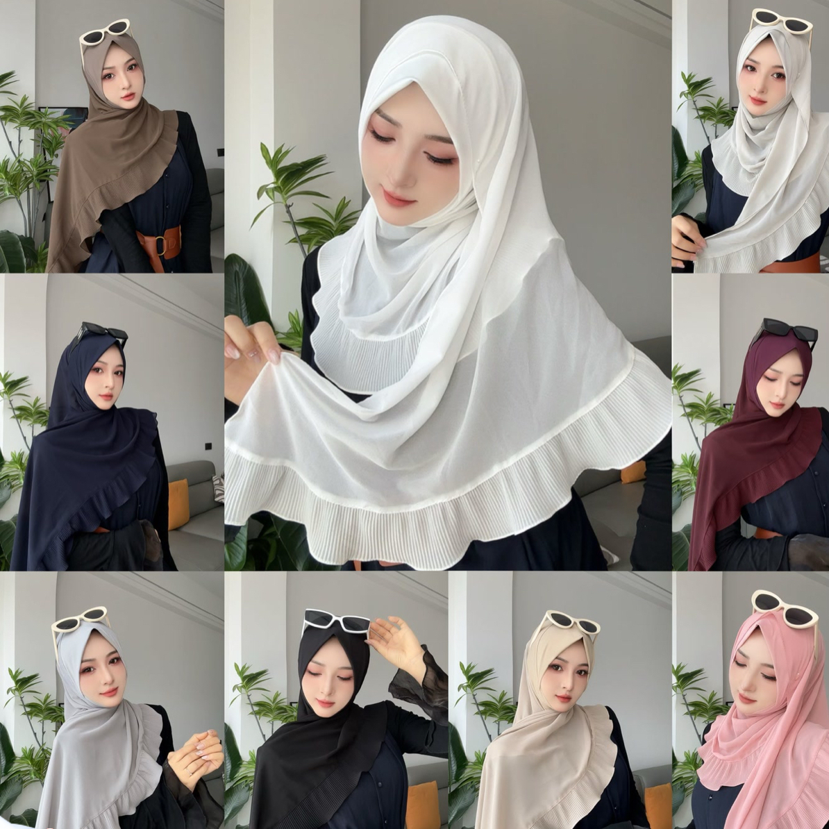 my努尔沐心精品荷叶边直角边绕巾（送流苏）