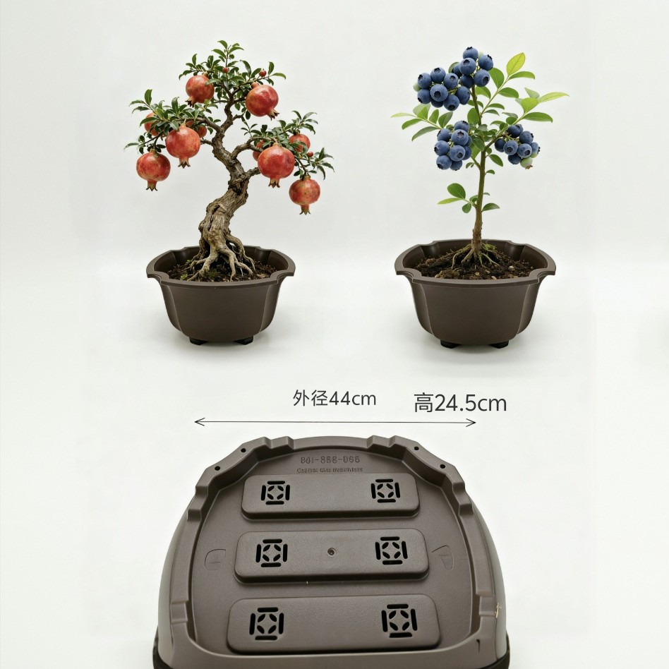 果树专用盆蓝莓无花果石榴加厚树脂四叶草圆盆耐摔耐用特大口径