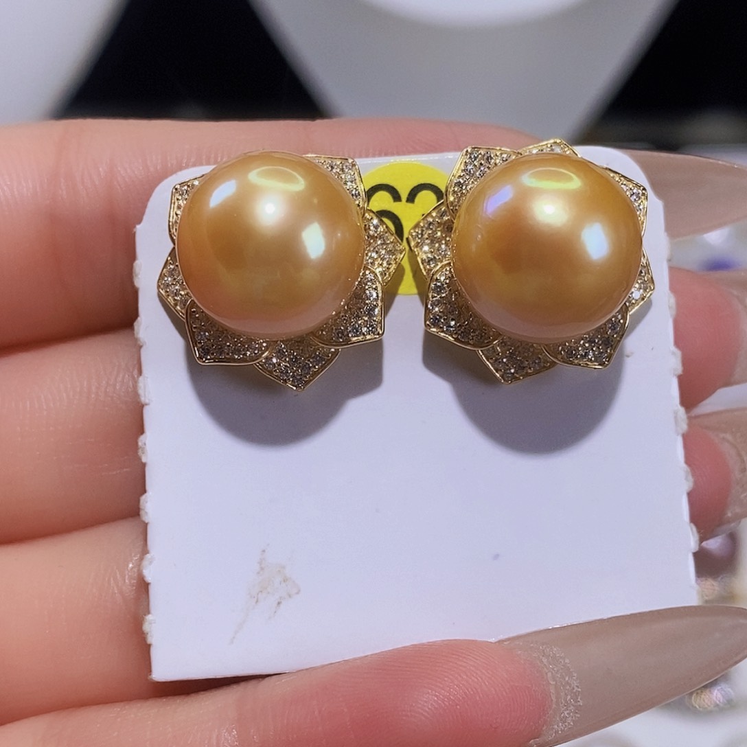 淡水珍珠耳饰银S925镶嵌向**N