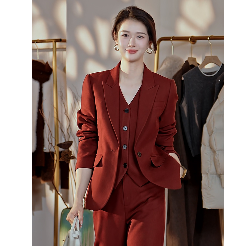 米思阳【羊毛手工西装】新款羊毛混纺西装减龄西服外套女5M25DX5974