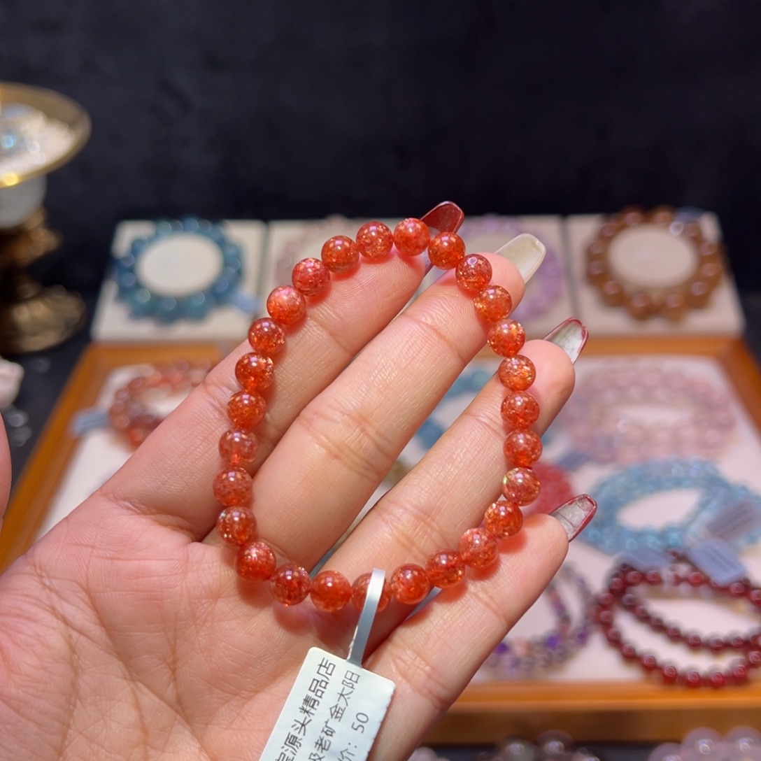 长石手串未镶嵌金太阳6.6m m