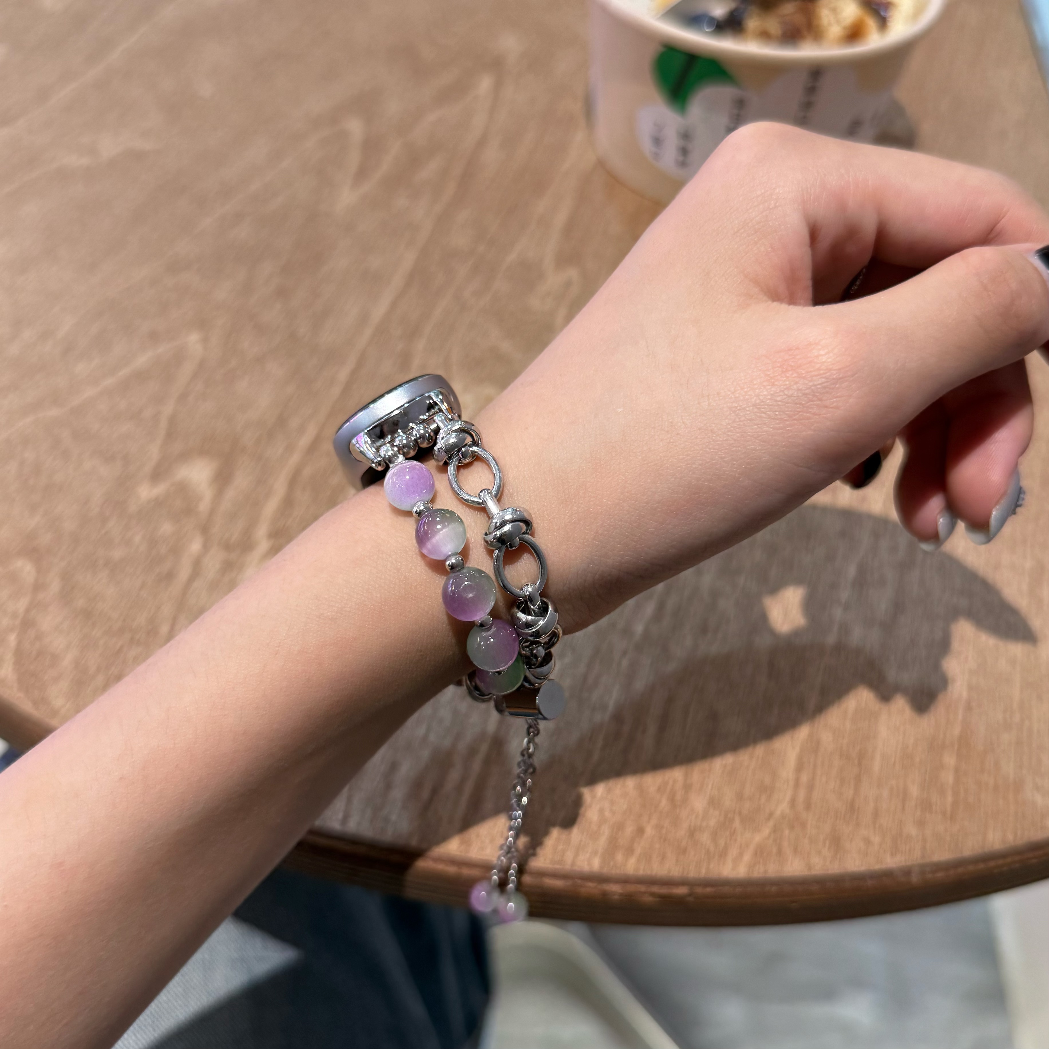 《紫梦猫眼》串珠表带适用小米手环10华为手环10表带表链9nfc新中式