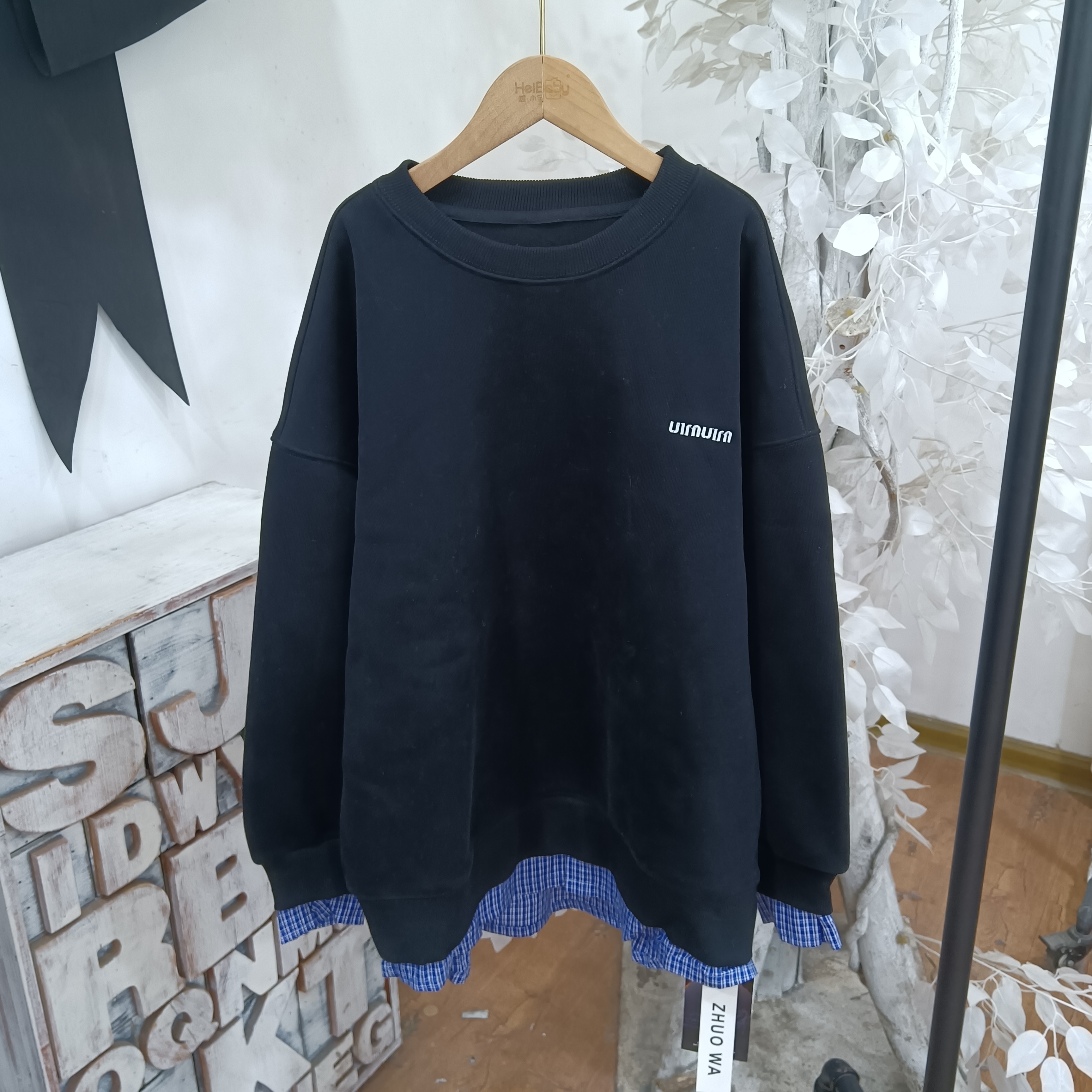 K255黑色一体绒卫衣