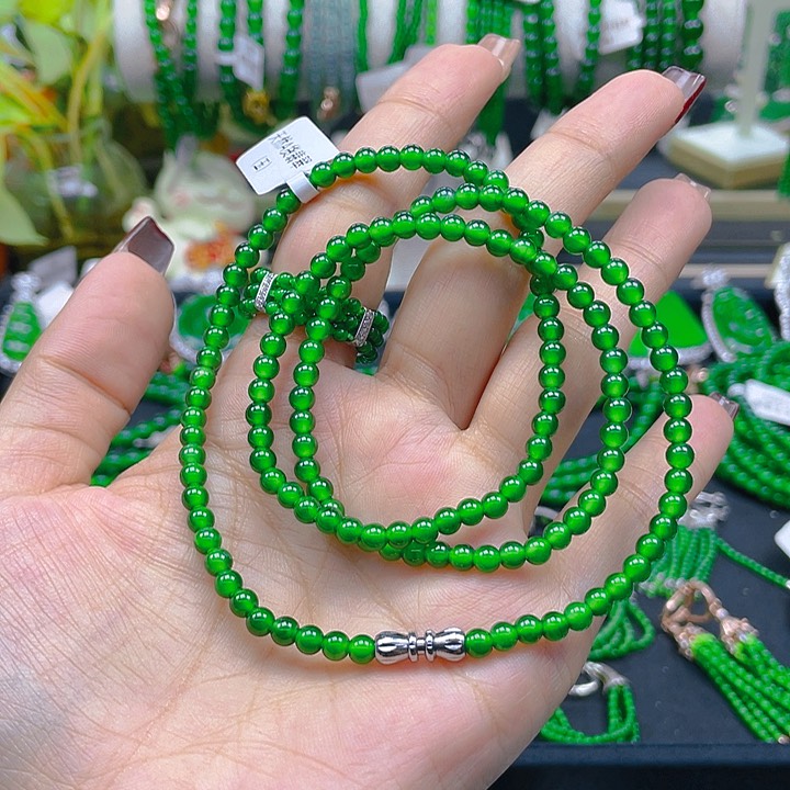 翡翠颈饰未镶嵌宝**织圆珠项链4